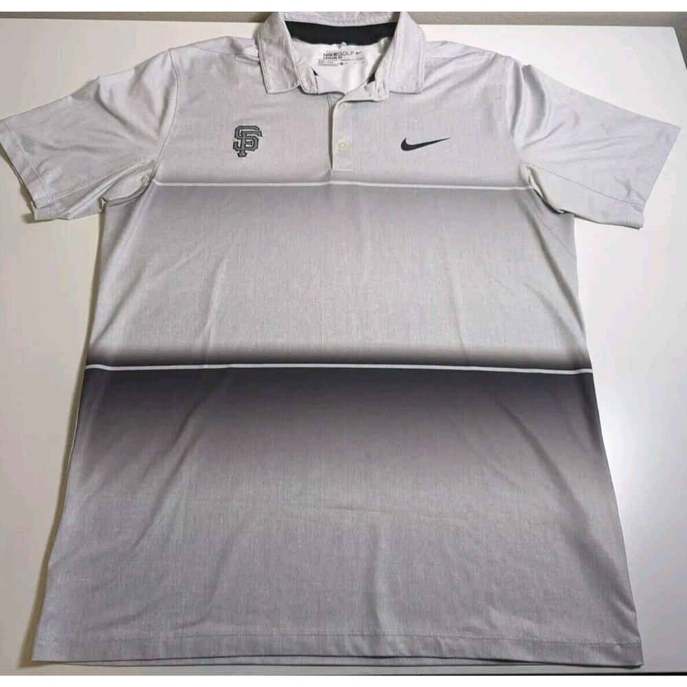 Nike Golf Stripe Polo San Francisco Giants Wolf Grey Mens Size Med